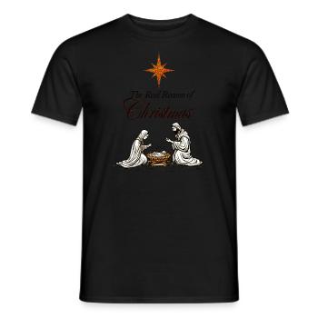 Weihnachts-T-Shirt – Krippe und Stern von Bethlehe - Männer T-Shirt - Schwarz - Vorne - AI Model Male 178 light (178cm)