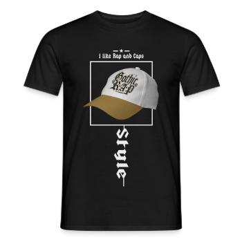I like rap and caps - Men's T-Shirt - black - Front - AI Model Male 178 light (178cm)