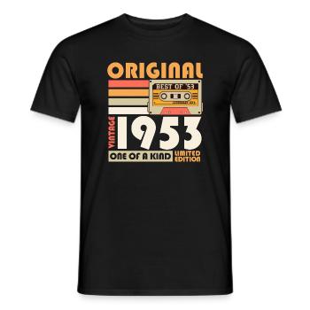 1953 vintage retro cassette birthday gift - Men's T-Shirt - black - Front - AI Model Male 178 light (178cm)