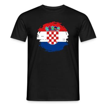 Drapeau de la Croatie Adriatique Zagreb Drapeau croate - T-shirt homme - noir - Devant - AI Model Male 178 light (178cm)