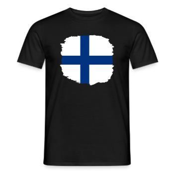 Finland Flag Suomi Finnish Flag Used Look - Men's T-Shirt - black - Front - AI Model Male 178 light (178cm)