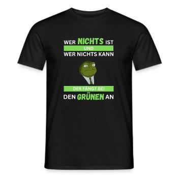 T-shirt anti vert contre les verts non merci - T-shirt homme - noir - Devant - AI Model Male 178 light (178cm)