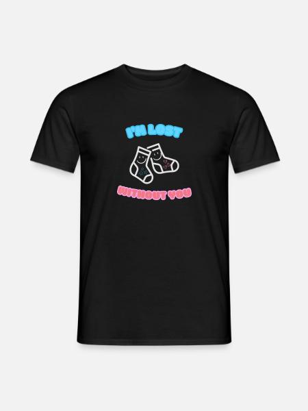 Ich bin verloren ohne dich amour Ich liebe dich Socken - Männer T-Shirt - Schwarz
