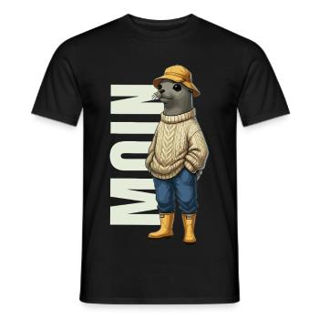Moin Sea Lion Tenue Côtière Mer du Nord - T-shirt homme - noir - Devant - AI Model Male 178 light (178cm)
