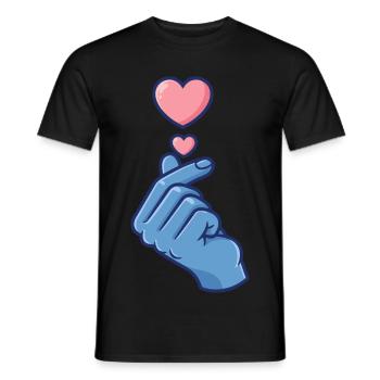 Kpop Koreanische Musik Niedliche Finger Herz Liebe Korea - Männer T-Shirt - Schwarz - Vorne - AI Model Male 178 light (178cm)