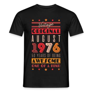 Vintage 1976: 50 years - Men's T-Shirt - black - Front - AI Model Male 178 light (178cm)