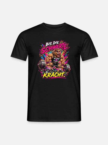 Muskel-Schwein im Neon-Power-Stil - Männer T-Shirt - Schwarz