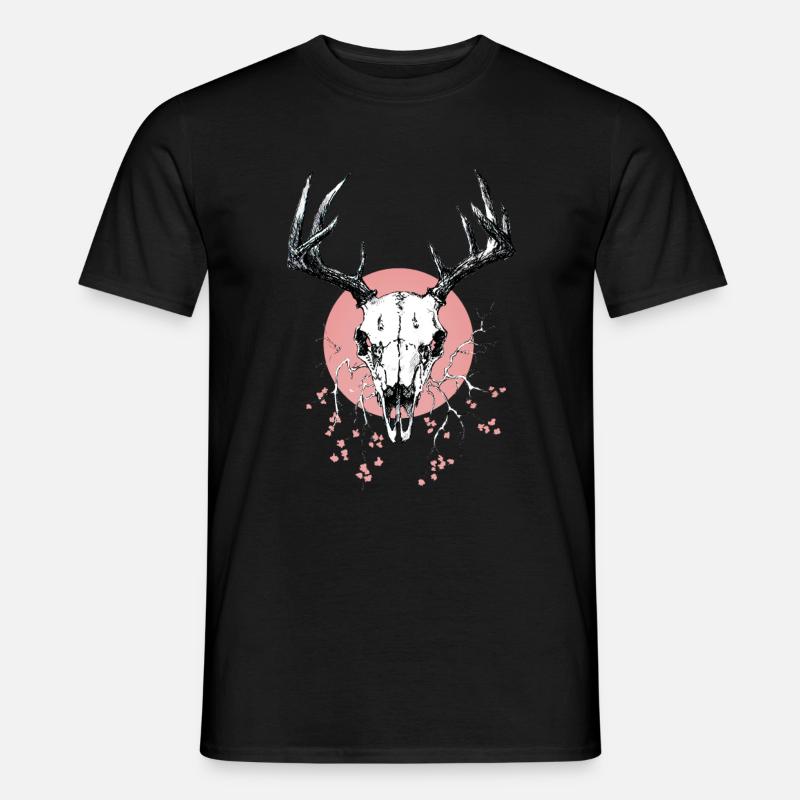 Hirschschädel (pink) - Männer T-Shirt - Schwarz
