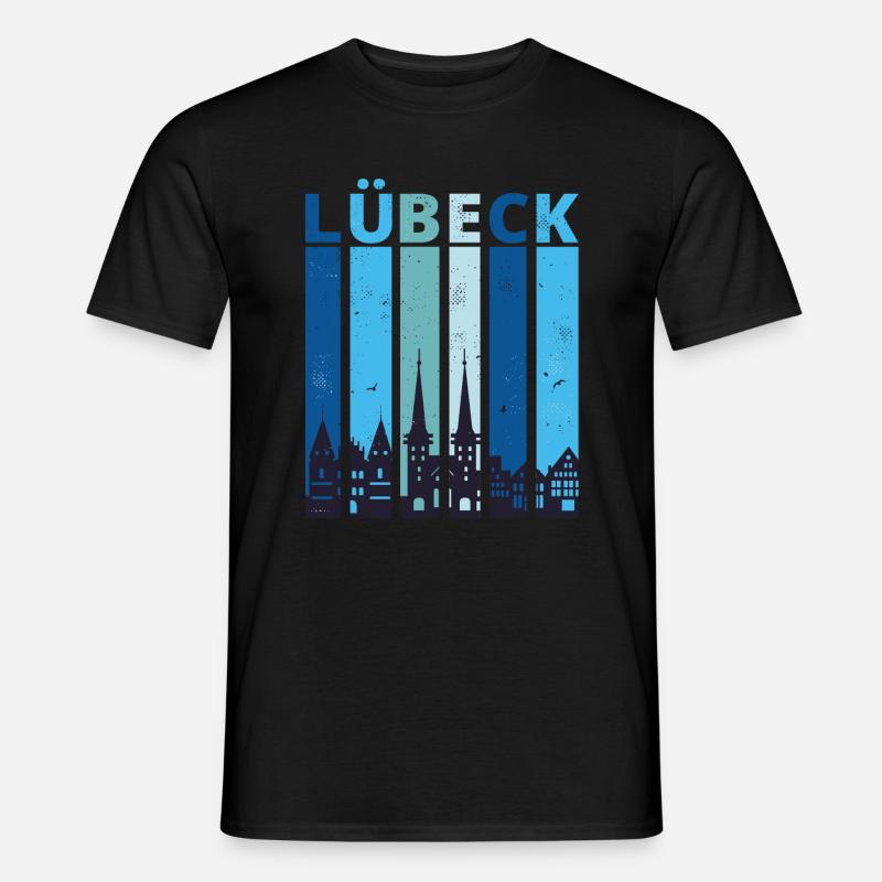 Lübeck Lübecker Stadtsilhouette - Männer T-Shirt - Schwarz