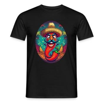 5 de Mayo Party Drinko de Mayo Chili Sombrero - Men's T-Shirt - black - Front - AI Model Male 178 light (178cm)