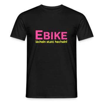 E bike laecheln statt hecheln Fahrrad Geschenk - Männer T-Shirt - Schwarz - Vorne - AI Model Male 178 light (178cm)