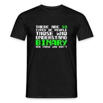 There are two types of people binary programmers - Men's T-Shirt - black - Front - AI Model Male 178 light (178cm)
