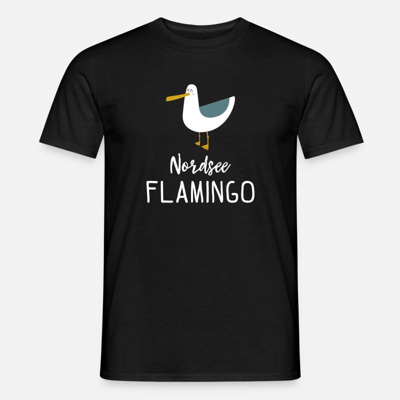 Nordsee Flamingo Möwe Geschenk - Männer T-Shirt - Schwarz