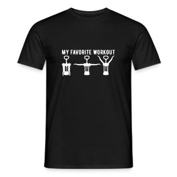 My Favourite Workout Wein Weinliebhaber Korkenzieh - Männer T-Shirt - Schwarz - Vorne - AI Model Male 178 light (178cm)