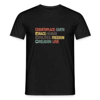 Lieu de naissance Earth Race Human Anti Racism - T-shirt homme - noir - Devant - AI Model Male 178 light (178cm)