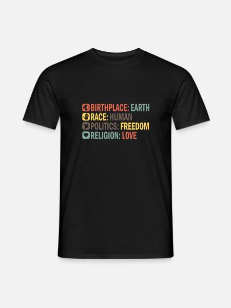 Birthplace Earth Race Human Anti Rassismus - Männer T-Shirt - Schwarz
