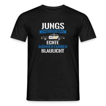 Echte Männer fahren Blaulicht Polizei Polizist - Männer T-Shirt - Schwarz - Vorne - AI Model Male 178 light (178cm)