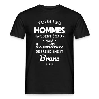 Hommes égaux meilleurs se prénomment Bruno - T-shirt homme - noir - Devant - AI Model Male 178 light (178cm)