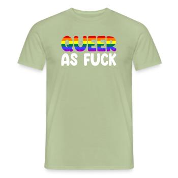 LGBTQ Queer As Fuck CSD Gay Pride - T-shirt homme - vert sauge - Devant - AI Model Male 178 light (178cm)