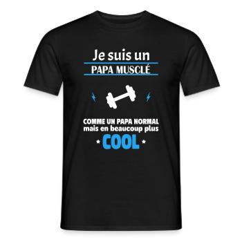 Je suis un papa musclé, fête des pères, noël - T-shirt homme - noir - Devant - AI Model Male 178 light (178cm)
