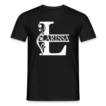 Larissa Lettre L Prénom Nom avec ornement - T-shirt homme - noir - Devant - AI Model Male 178 light (178cm)