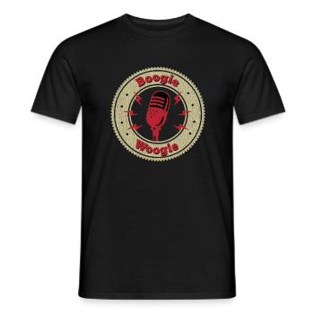 Boogie Woogie vintage microphone gift - Men's T-Shirt - black - Front - AI Model Male 178 light (178cm)