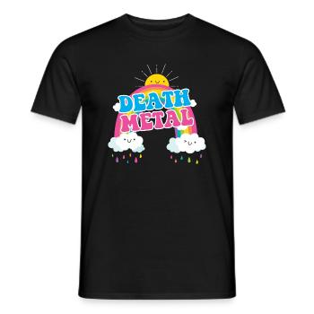 Death metal funny rainbows metalhead heavy metal - Men's T-Shirt - black - Front - AI Model Male 178 light (178cm)
