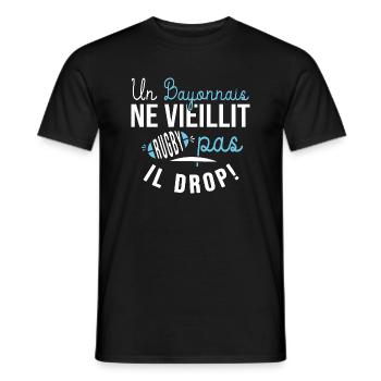Ruby bayonne anniversaire supporter bayonnais - T-shirt homme - noir - Devant - AI Model Male 178 light (178cm)