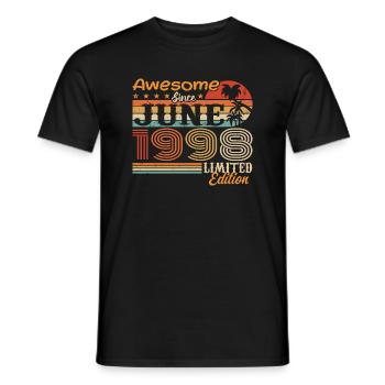 Juin 1998 Retro Vintage Juni 1998 anniversaire - T-shirt homme - noir - Devant - AI Model Male 178 light (178cm)