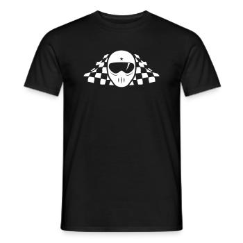 RACING MOTORRAD HELM MIT ZIELFLAGGE - Männer T-Shirt - Schwarz - Vorne - AI Model Male 178 light (178cm)