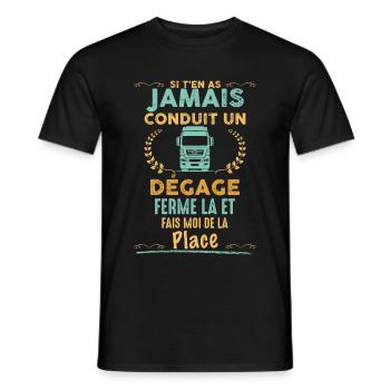 Camion chauffeur routier camions place - T-shirt homme - noir - Devant - AI Model Male 178 light (178cm)