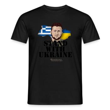 Zelenskyi Greece Stand with Ukraine - Men's T-Shirt - black - Front - AI Model Male 178 light (178cm)