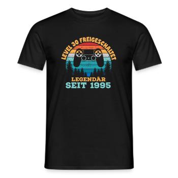 Level 30 Freigeschaltet – Legendär seit 1995 - Männer T-Shirt - Schwarz - Vorne - AI Model Male 178 light (178cm)