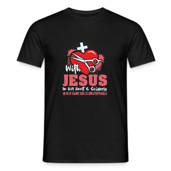 T-shirt Coiffeur Chrétien Coiffeur - T-shirt homme - noir - Devant - AI Model Male 178 light (178cm)
