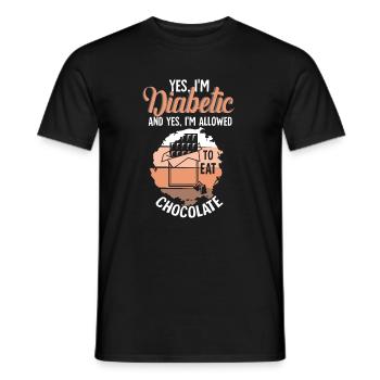 Diabetic eating chocolate - Men's T-Shirt - black - Front - AI Model Male 178 light (178cm)