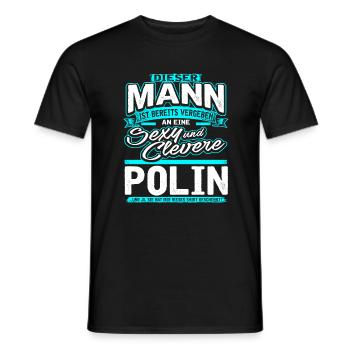 Mann Vergeben Polin Blau - Männer T-Shirt - Schwarz - Vorne - AI Model Male 178 light (178cm)
