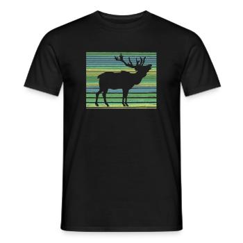 Elch Hirsch Retro - Männer T-Shirt - Schwarz - Vorne - AI Model Male 178 light (178cm)