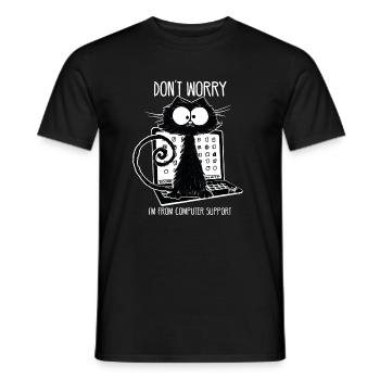 Support informatique drôle de chat noir - T-shirt homme - noir - Devant - AI Model Male 178 light (178cm)