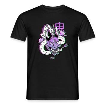 Oni Hannya Vaporwave Aesthetic Dragon Japan démon - T-shirt homme - noir - Devant - AI Model Male 178 light (178cm)