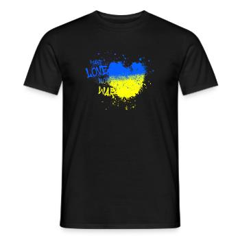 make love not war, ukraine heart,war, flag - Men's T-Shirt - black - Front - AI Model Male 178 light (178cm)