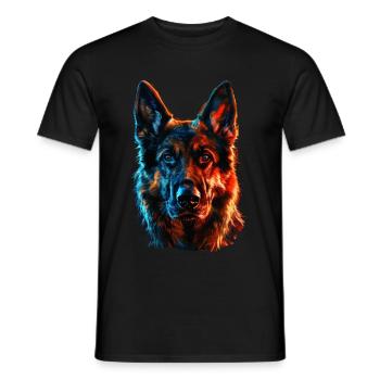 Red and Blue German Shepherd Fierce - Men's T-Shirt - black - Front - AI Model Male 178 light (178cm)