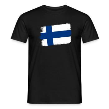 Drapeau de la Finlande Suomi Drapeau finlandais Look utilisé - T-shirt homme - noir - Devant - AI Model Male 178 light (178cm)