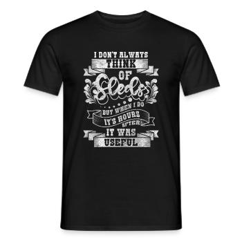 Rodeln Schnee Winterurlaub - Männer T-Shirt - Schwarz - Vorne - AI Model Male 178 light (178cm)