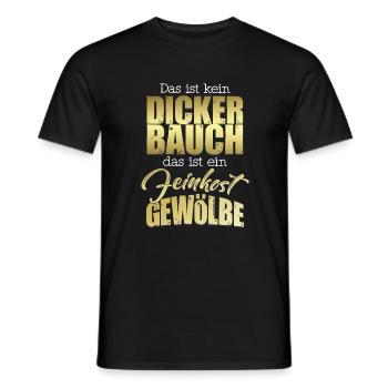 Kein dicker Bauch Feinkost Humor Lustig Gold - Männer T-Shirt - Schwarz - Vorne - AI Model Male 178 light (178cm)