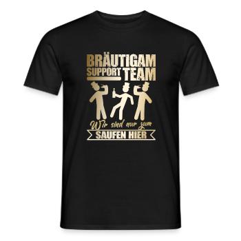 Junggeselle Bräutigam Support Team Lustiger Spruch - Männer T-Shirt - Schwarz - Vorne - AI Model Male 178 light (178cm)