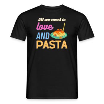 All we need is love and pasta - Men's T-Shirt - black - Front - AI Model Male 178 light (178cm)