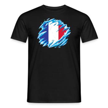Frankreich Flagge Used Look Französische Fahne - Männer T-Shirt - Schwarz - Vorne - AI Model Male 178 light (178cm)