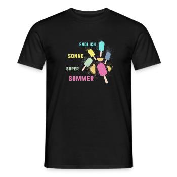 sommer, wassereis, sonne,endlich sonne,super,eis - Männer T-Shirt - Schwarz - Vorne - AI Model Male 178 light (178cm)
