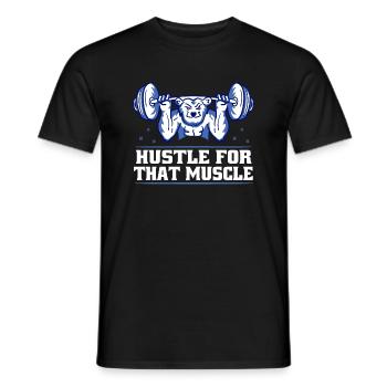 Hustle pour cette motivation d’entraînement de fitness musculaire - T-shirt homme - noir - Devant - AI Model Male 178 light (178cm)