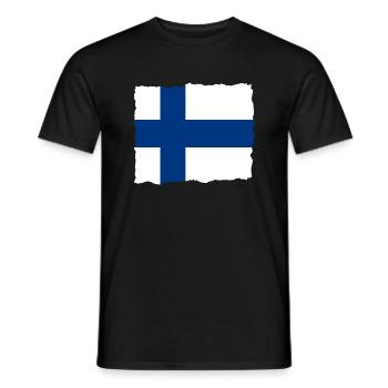 Drapeau finlandais Suomi drapeau finlandais look usé - T-shirt homme - noir - Devant - AI Model Male 178 light (178cm)